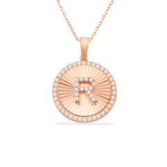 14K Gold Diamond Round Initial Necklace – Signa