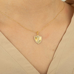 14K Gold Diamond Shield Initial Necklace – Signa