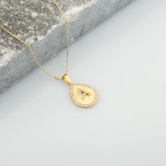 14K Gold Diamond Pear Initial Necklace – Signa