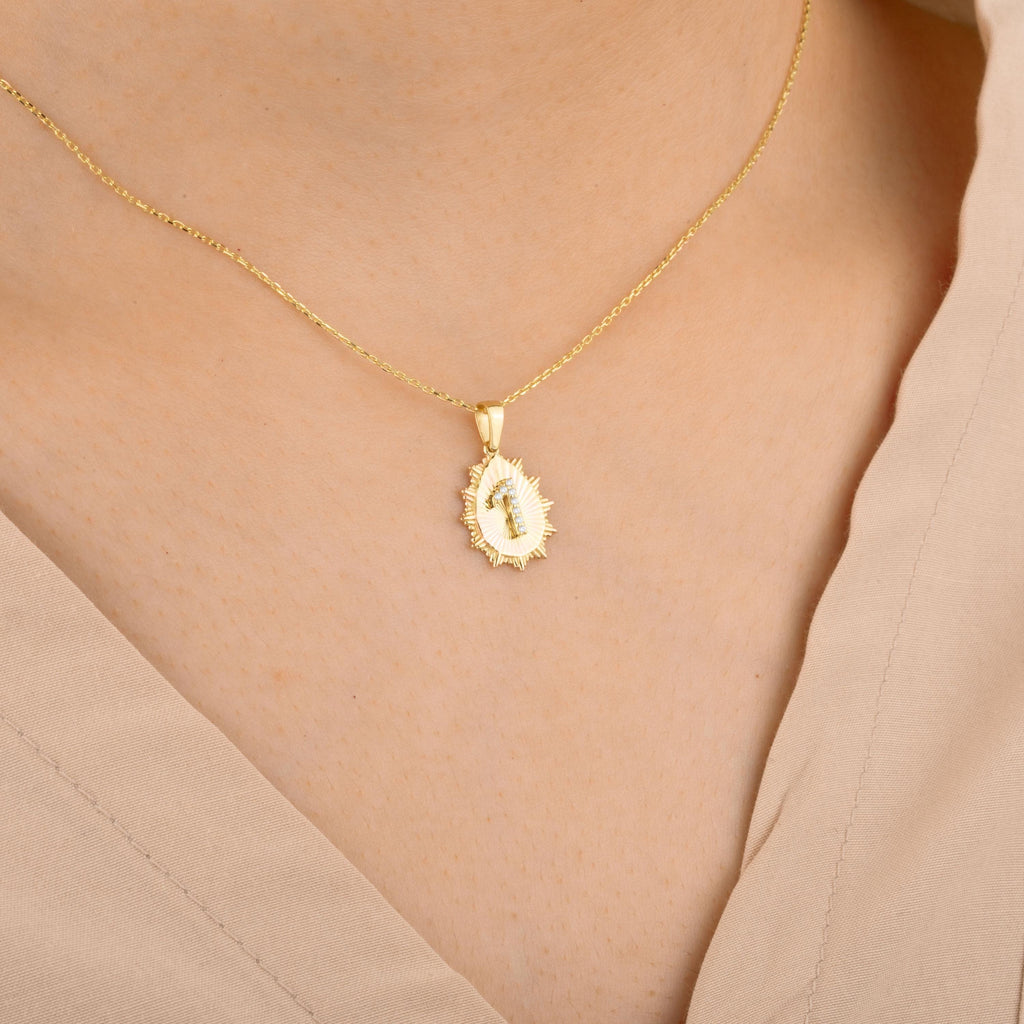 14K Gold Diamond Drop Initial Necklace – Herald