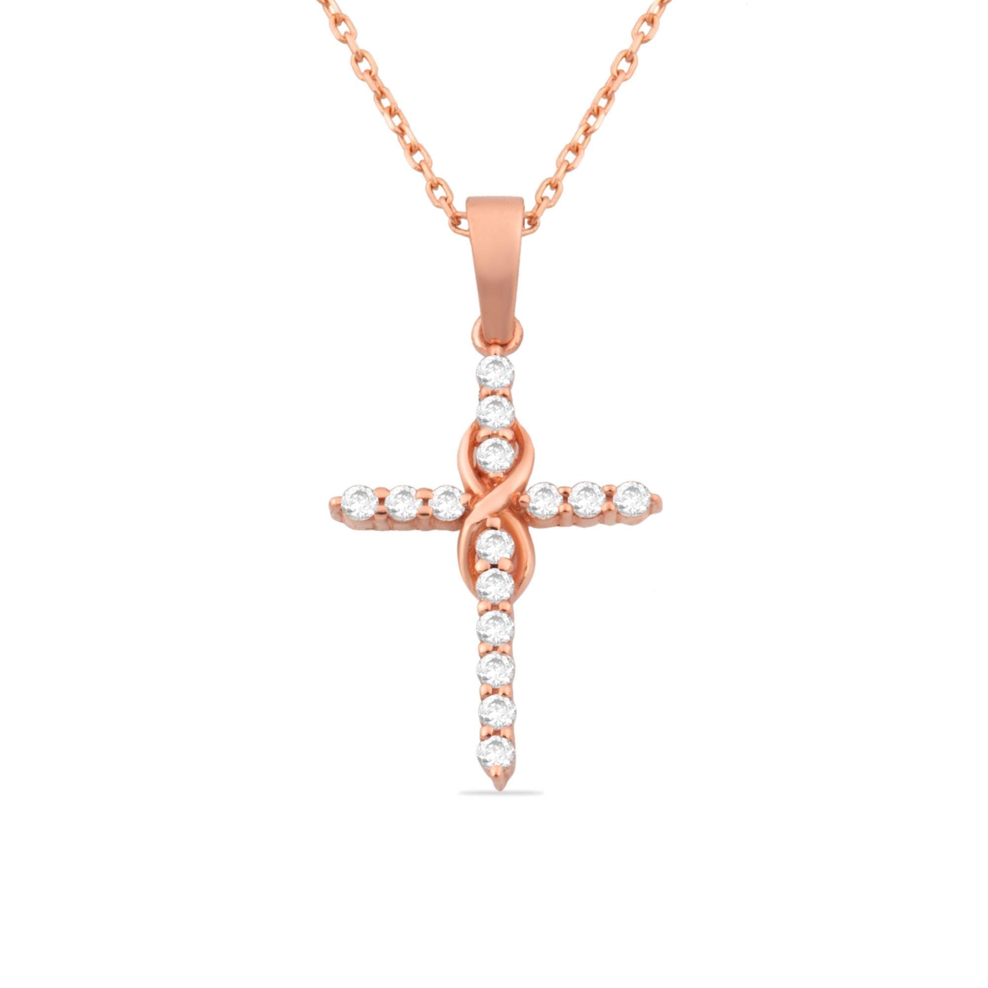 14K Gold Infinity Diamond Cross Necklace – Everlight