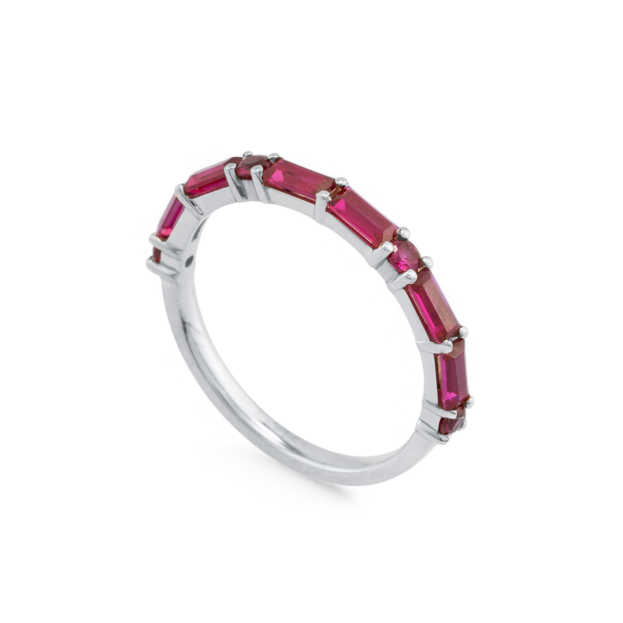 14K Gold Ruby for Woman Rings/ 14K Gold Ruby Thin Half Eternity Rings Gift for Her/ Gold Engagement Rings / Birthday Gifts/ Gift for Her