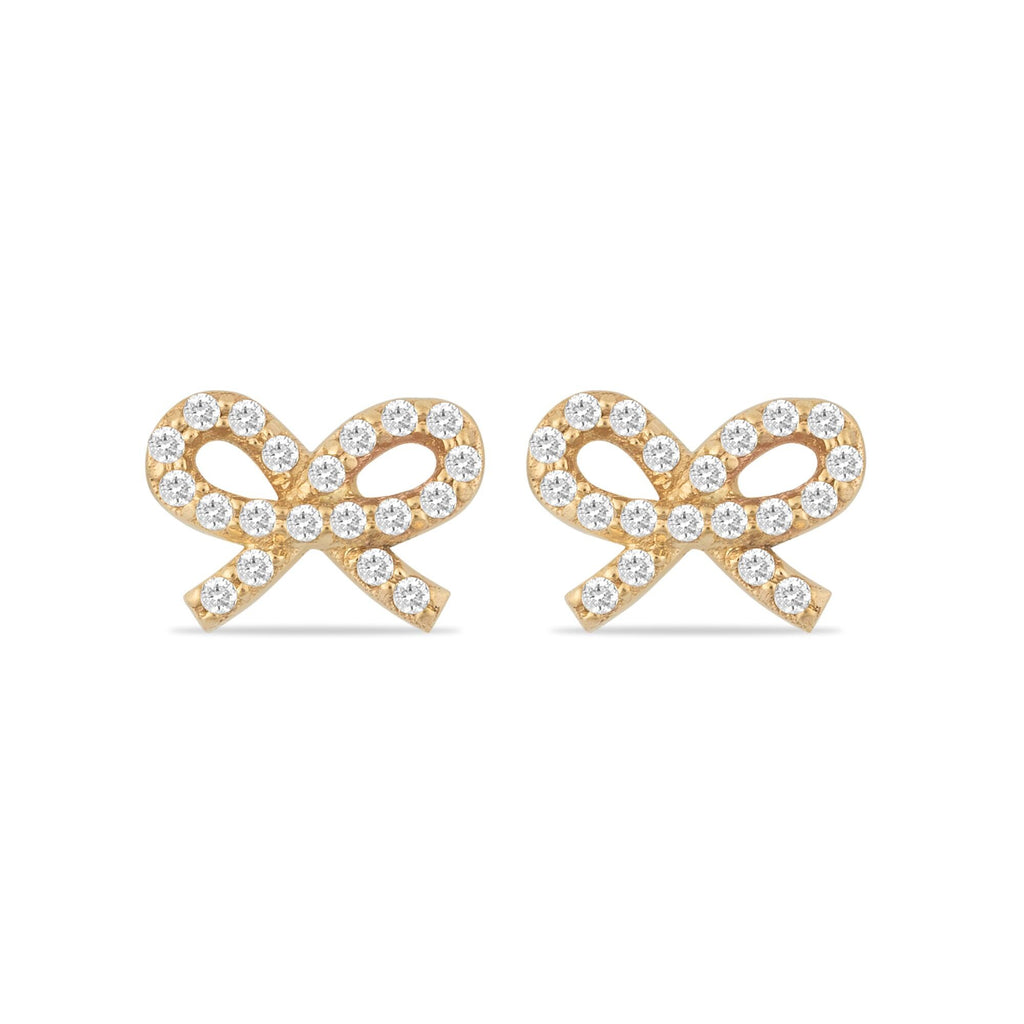 14K Gold Diamond Bow Stud Earrings – Luvienne