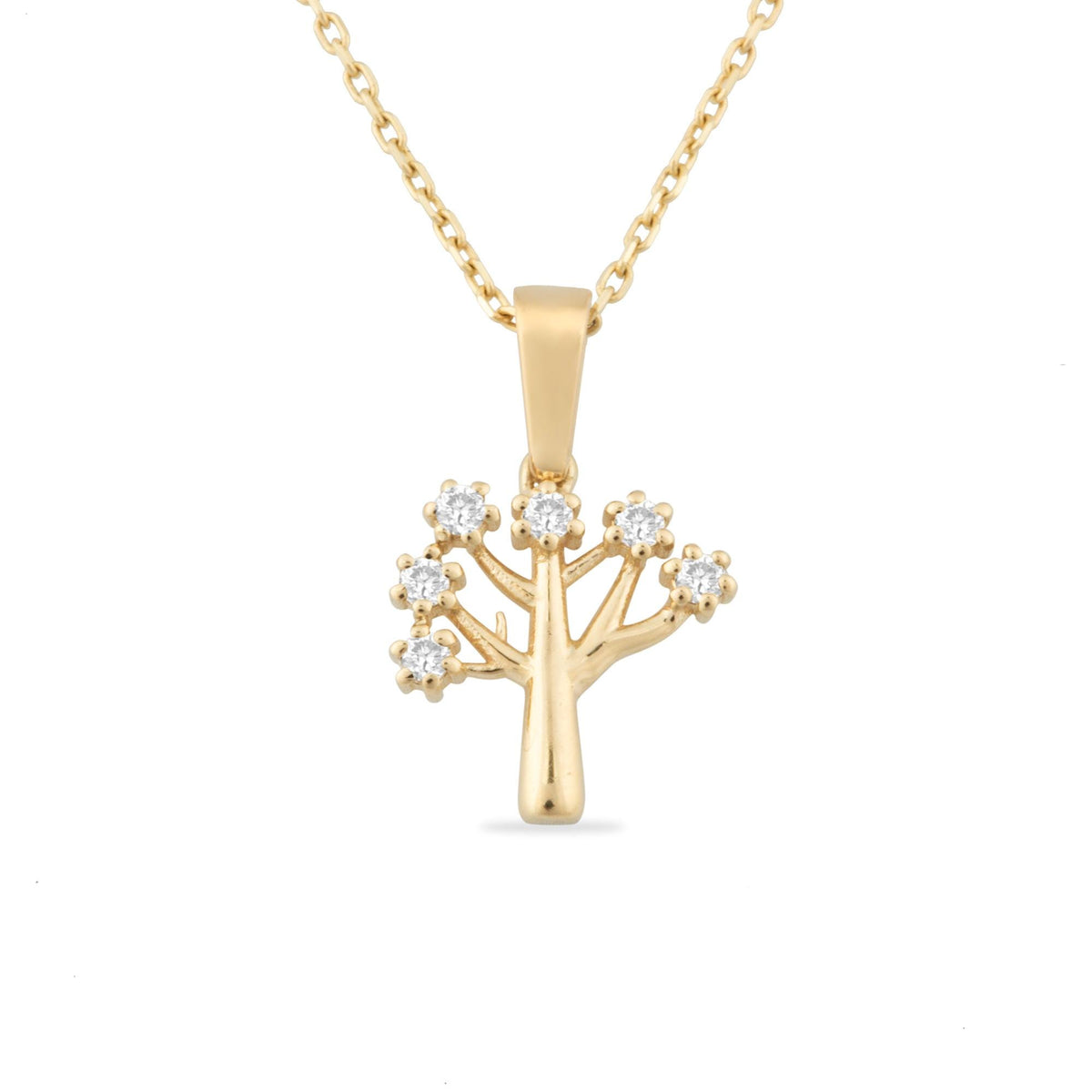 14K Gold Diamond Tree of Life Necklace/ Dainty Family Tree Pendant/ Gold Tree Necklace/ Fine Jewelry Gift for Her/ Nature Inspired Jewelry