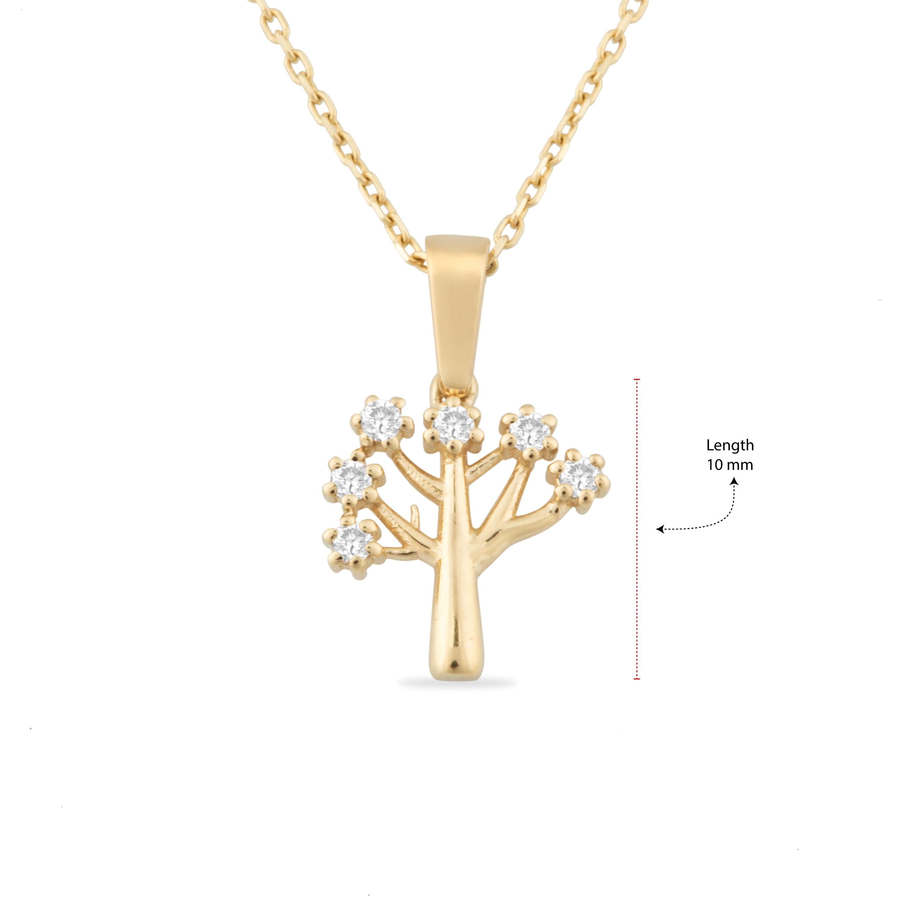 14K Gold Diamond Tree of Life Necklace/ Dainty Family Tree Pendant/ Gold Tree Necklace/ Fine Jewelry Gift for Her/ Nature Inspired Jewelry