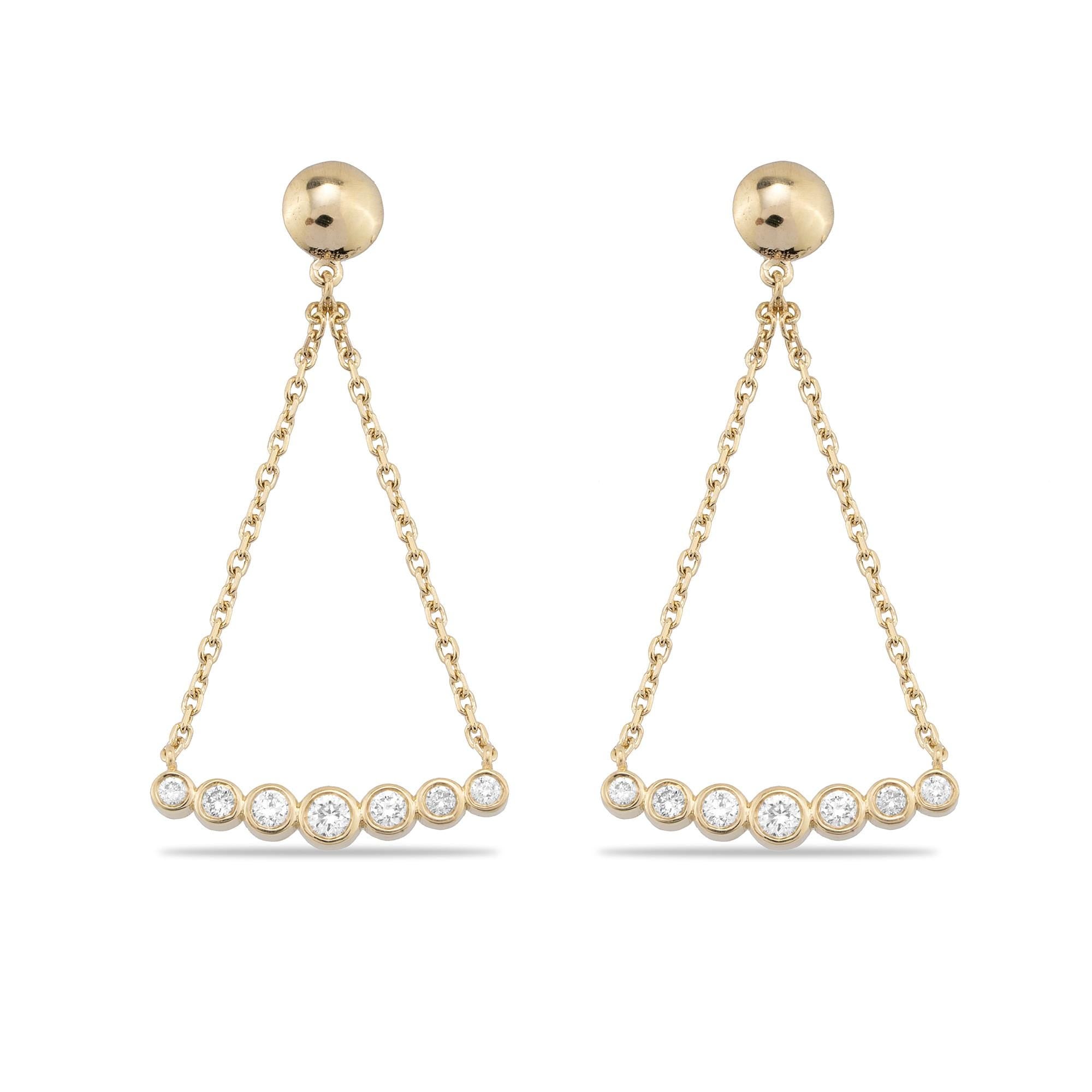 14K Gold Diamond Chain Dangle Earrings – Vercyn