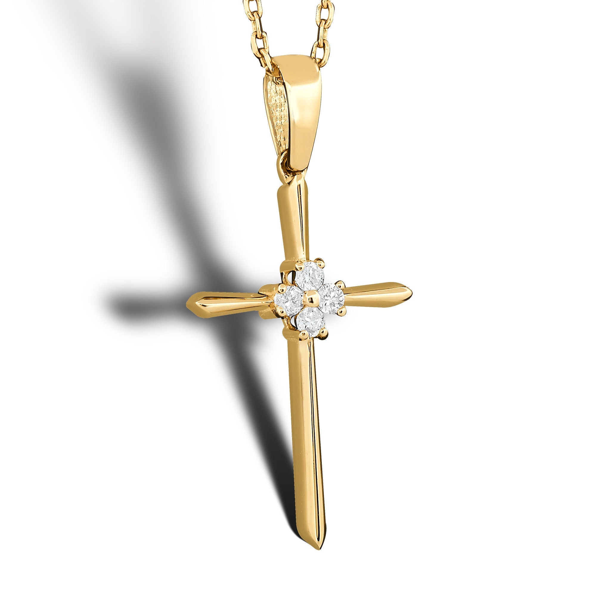 14K Gold Diamond Cross Necklace – Evelora