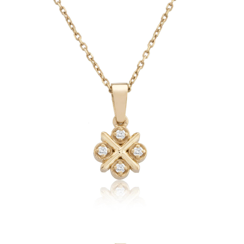 14K Gold Diamond Pavé Flower Necklace – Floraison
