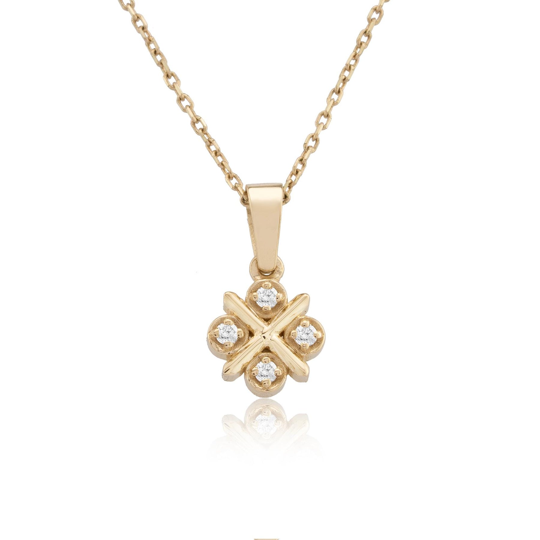 14K Gold Diamond Pavé Flower Necklace – Floraison