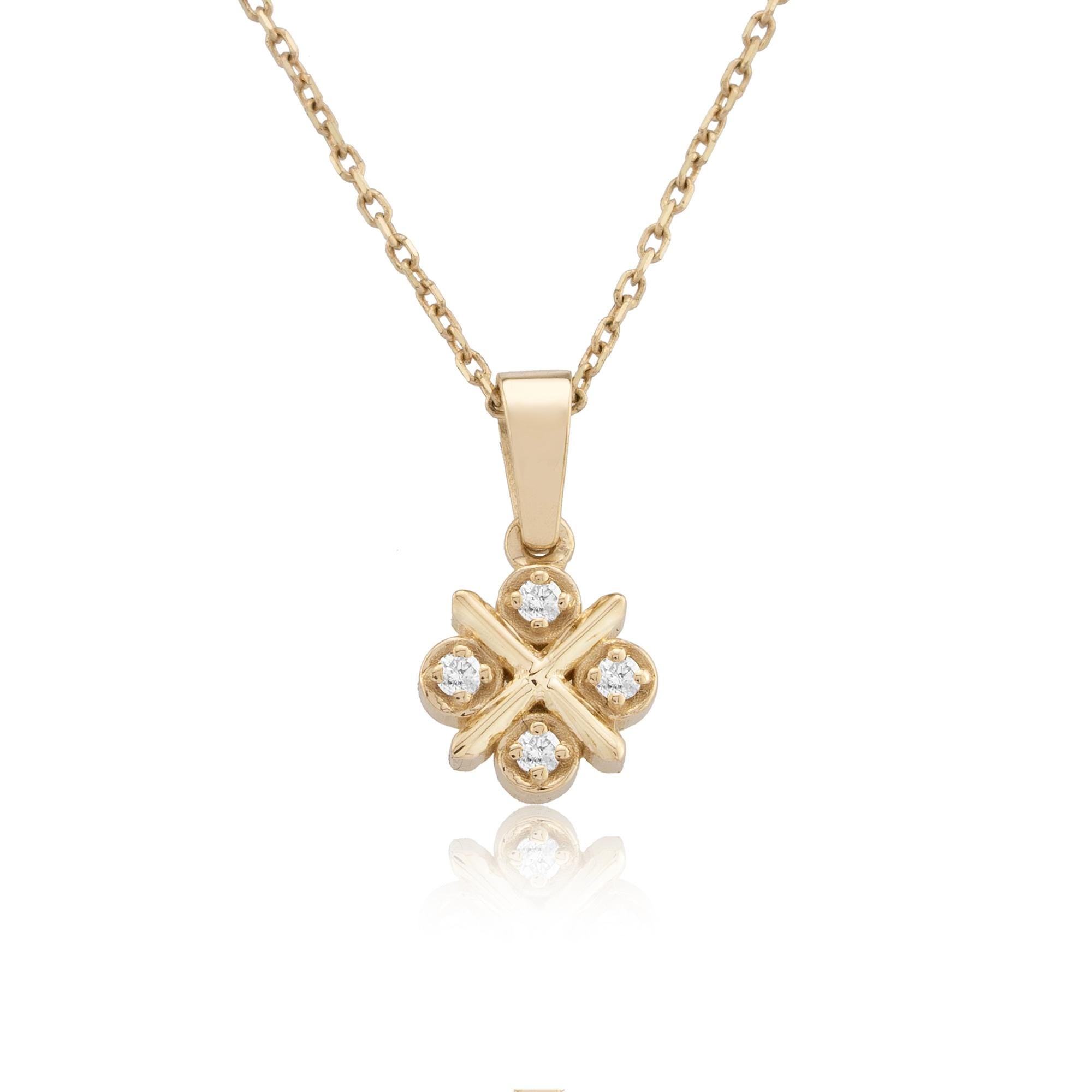 14K Gold Diamond Pavé Flower Necklace – Floraison