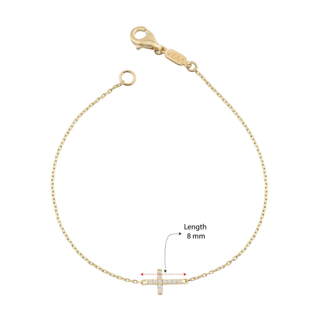 14K Gold Diamond Cross Bracelet – Divara