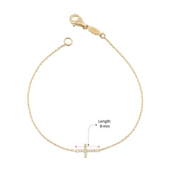 14K Gold Diamond Cross Bracelet – Divara