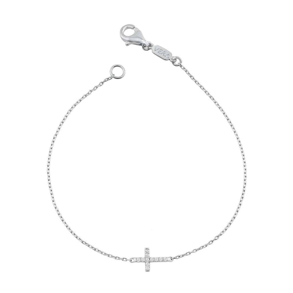 14K Gold Diamond Cross Bracelet – Divara