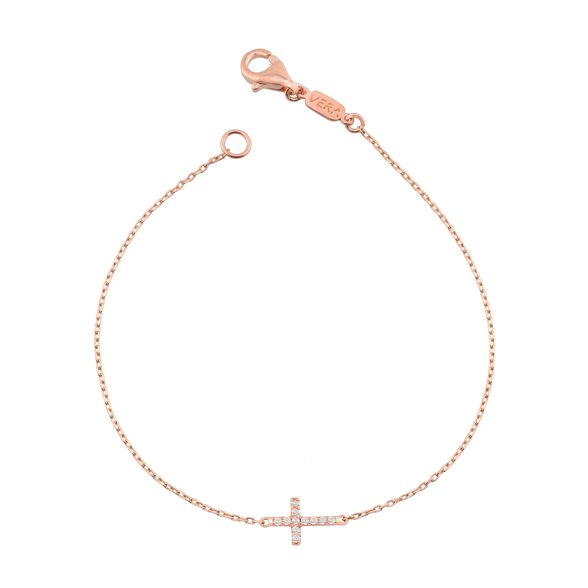 14K Solid Gold Diamond Cross Bracelet/ Religious Jewelry/ Baptism Gift/ Christian Bracelet/ Protective Bracelet/ Gifts for Her/ Mothers Day