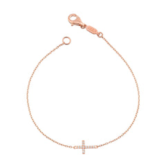 14K Gold Diamond Cross Bracelet – Divara