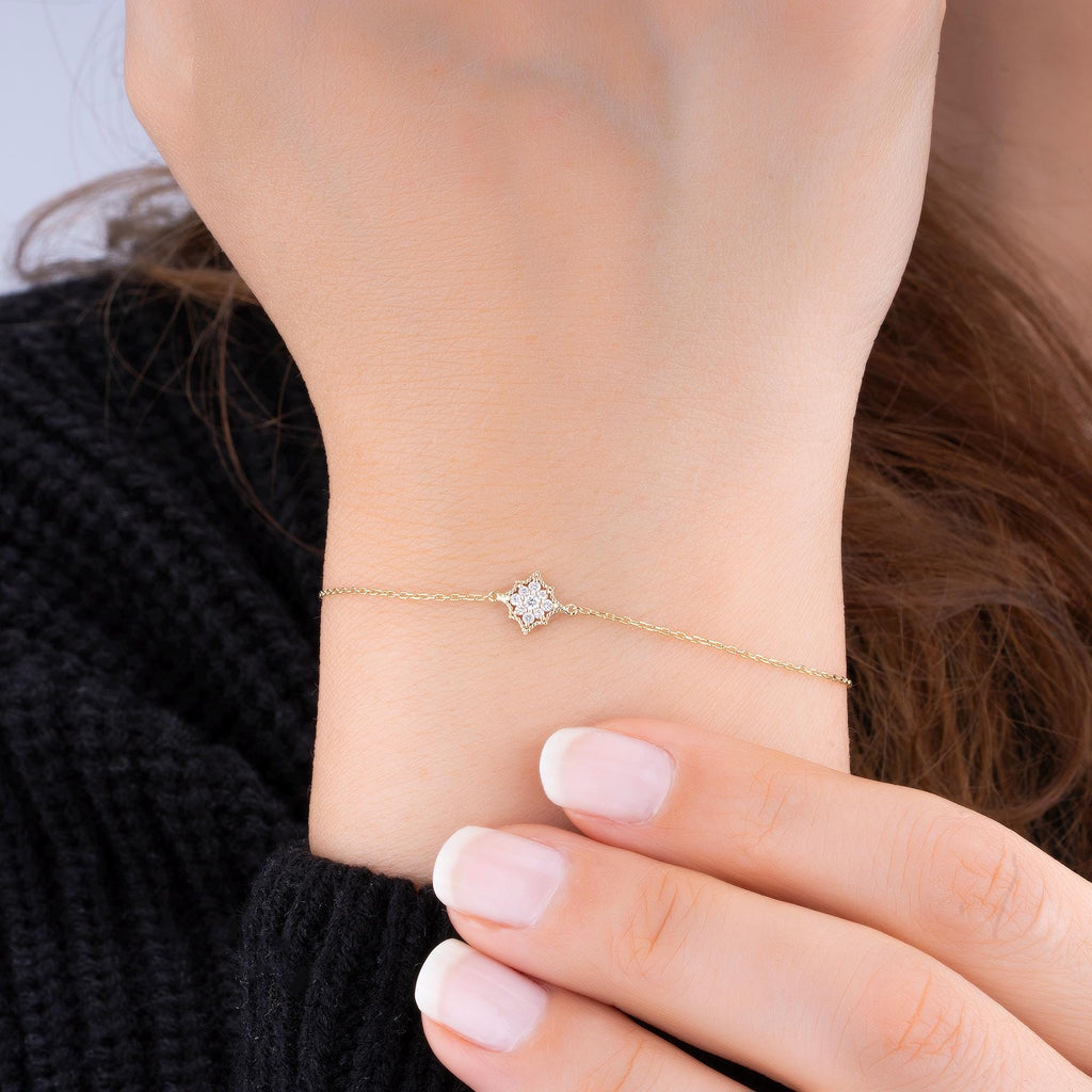14K Gold Diamond Clover Bracelet – Clovera