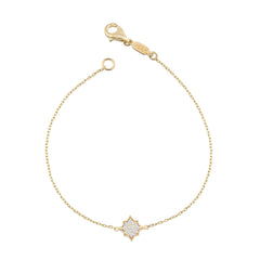 14K Gold Diamond Clover Bracelet / Dainty Gold Bracelet for Women / Lucky Clover Jewelry / Elegant Diamond Floral Bracelet / Gift for Her