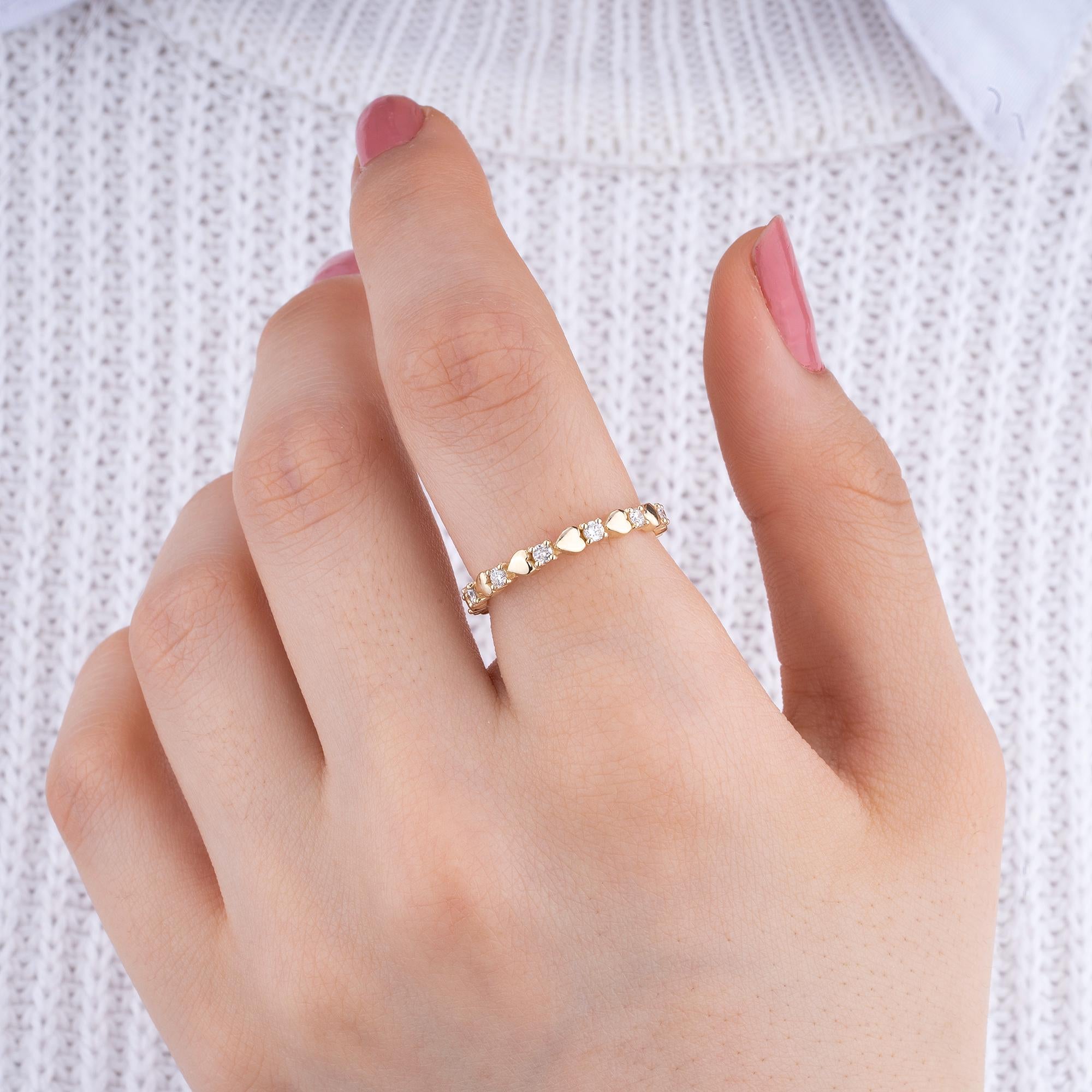 14K Gold Diamond Heart Eternity Ring – Lovaire