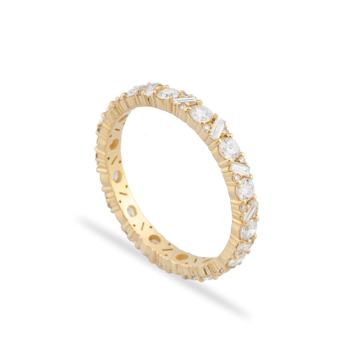 14K Gold Diamond Eternity Ring/ Round and Baguette Diamond Band/ Classic Pave Diamond Ring/ Engagement Ring/ Wedding Ring/ Gift for Her