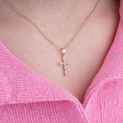 14K Gold Diamond Cross Necklace – Virellan