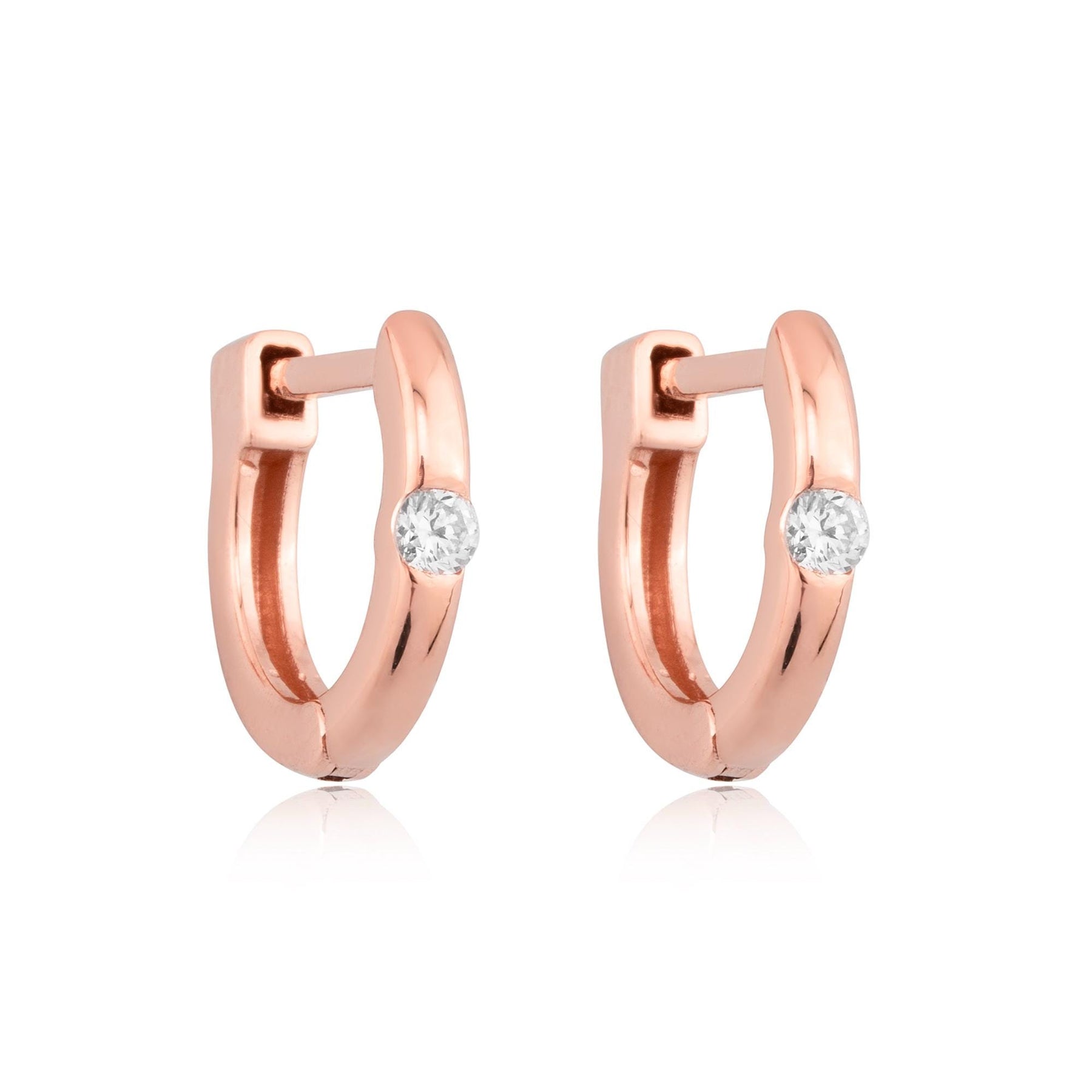 14K Gold Diamond Hoop Earrings – Verona