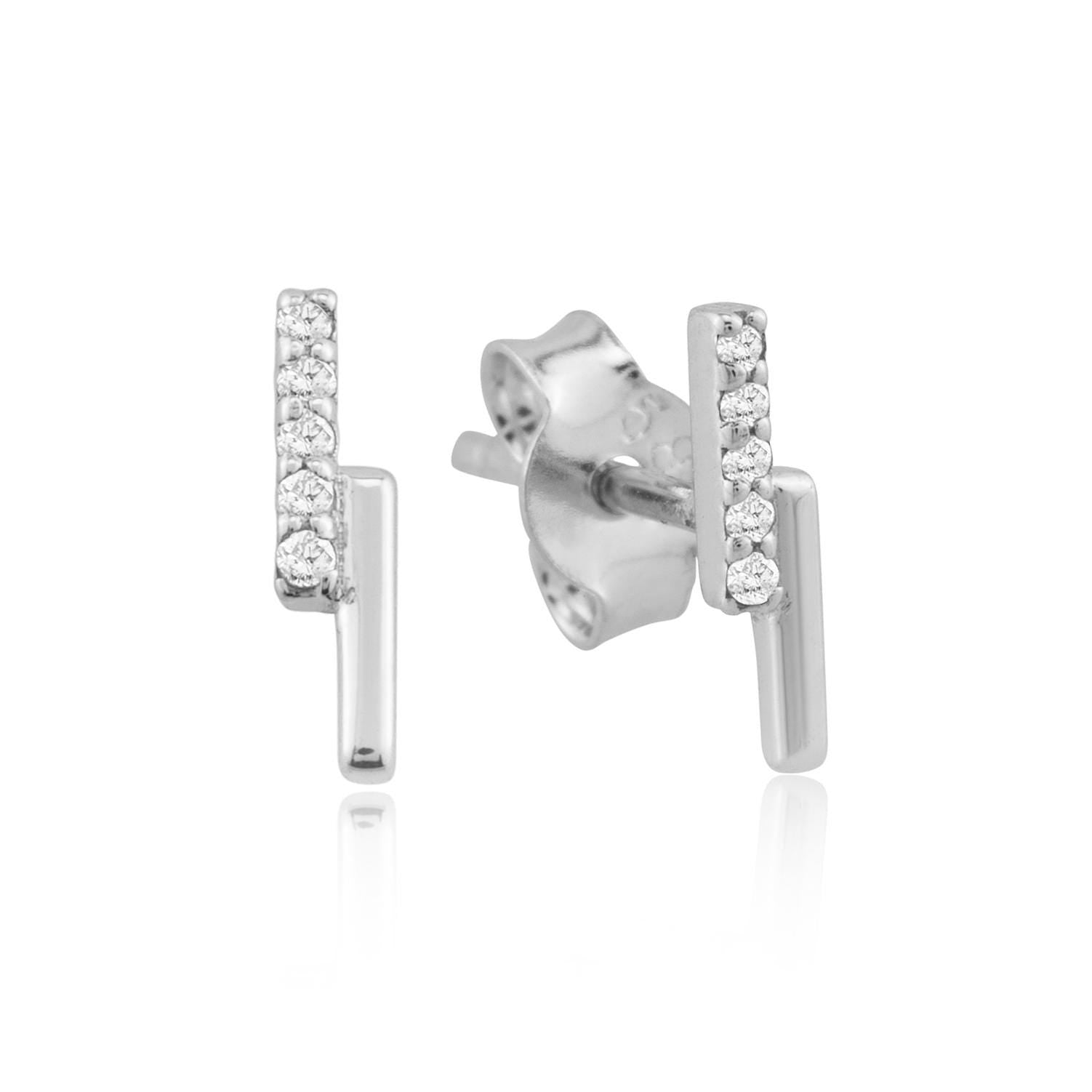 14K Gold Diamond Bar Stud Earrings – Linea