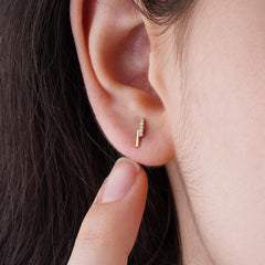 14K Gold Diamond Bar Stud Earrings – Linea