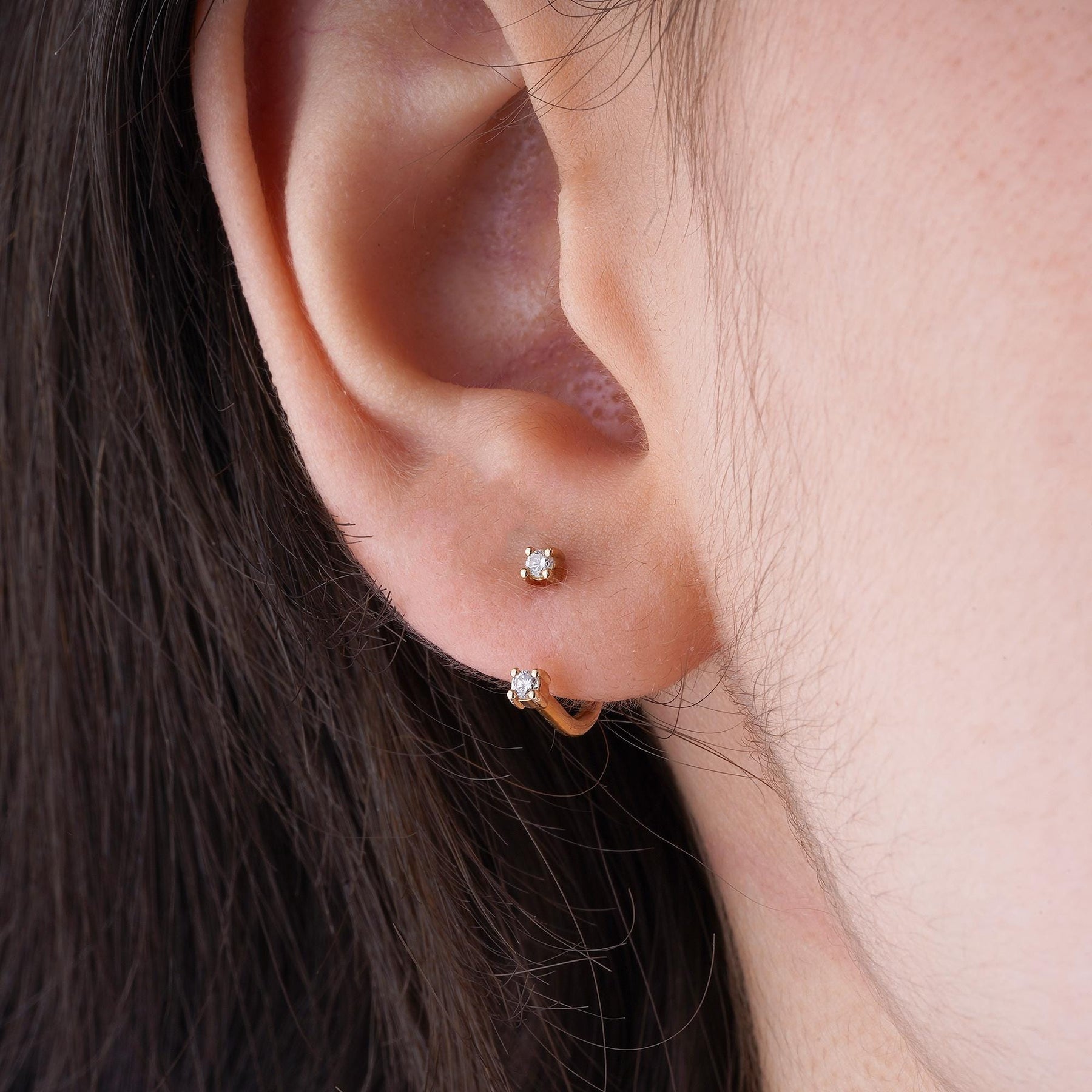 14 Ayar Altın Pırlanta U Küpeler – Narelle 