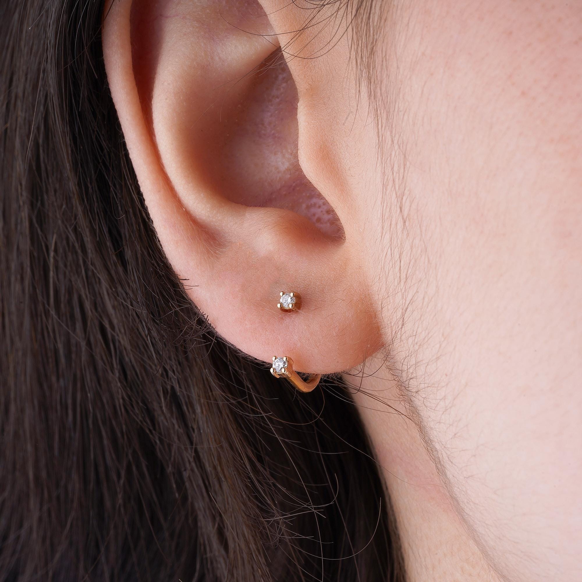 14K Gold Diamond U Earrings – Narelle