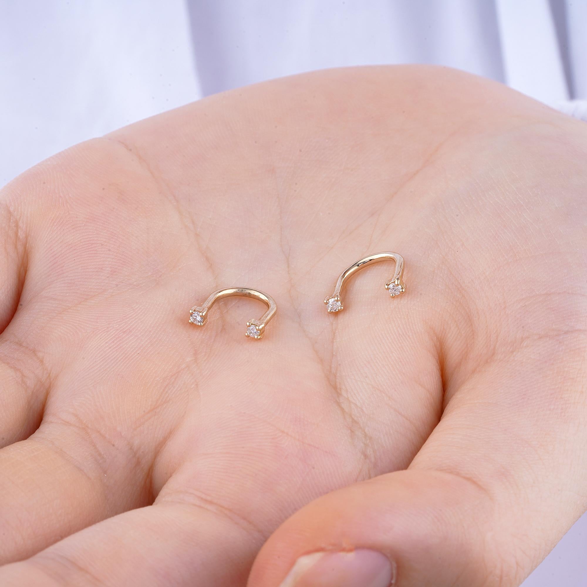 14K Gold Diamond U Earrings – Narelle