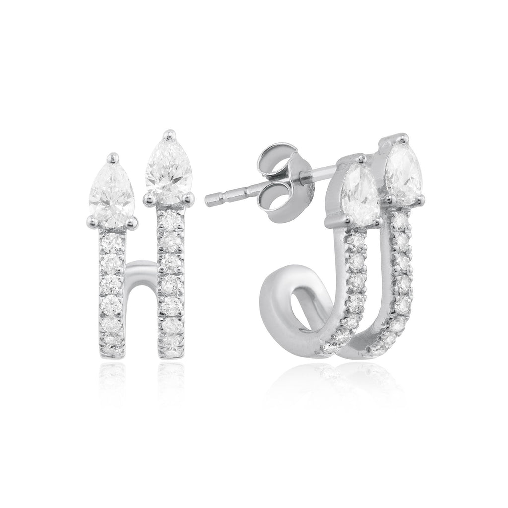 14K Gold Diamond Double Huggie Earrings – Seren