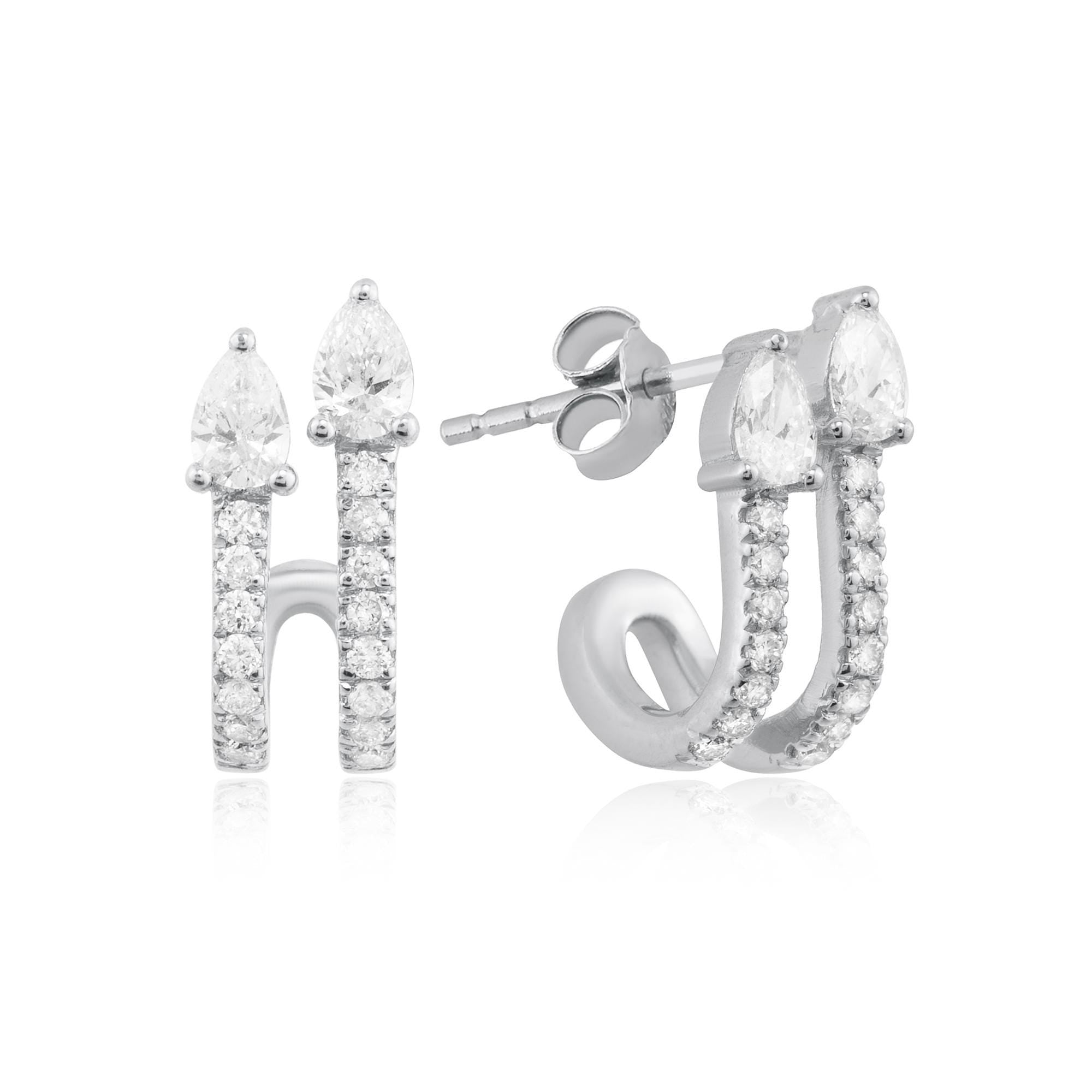 14K Gold Diamond Double Huggie Earrings – Seren