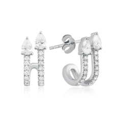 14K Gold Diamond Double Huggie Earrings – Seren