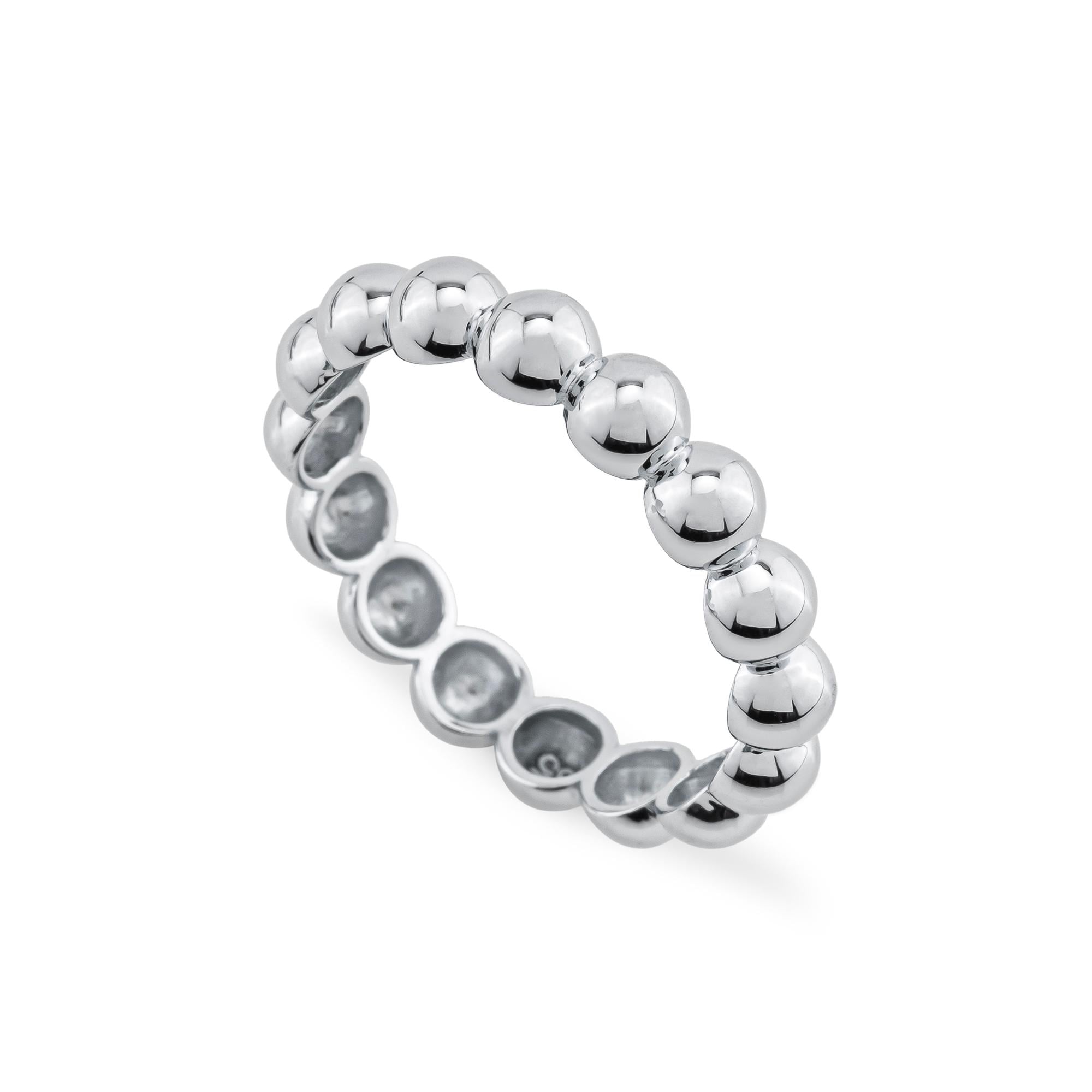 Elegant 14K solid gold ball ring featuring a dainty beaded design. A versatile and stackable piece, perfect for layering with other rings. A timeless gift for her, ideal for Christmas or any special occasion.