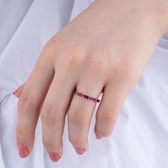 14K Gold Ruby Thin Half-Eternity Ring — Caelina