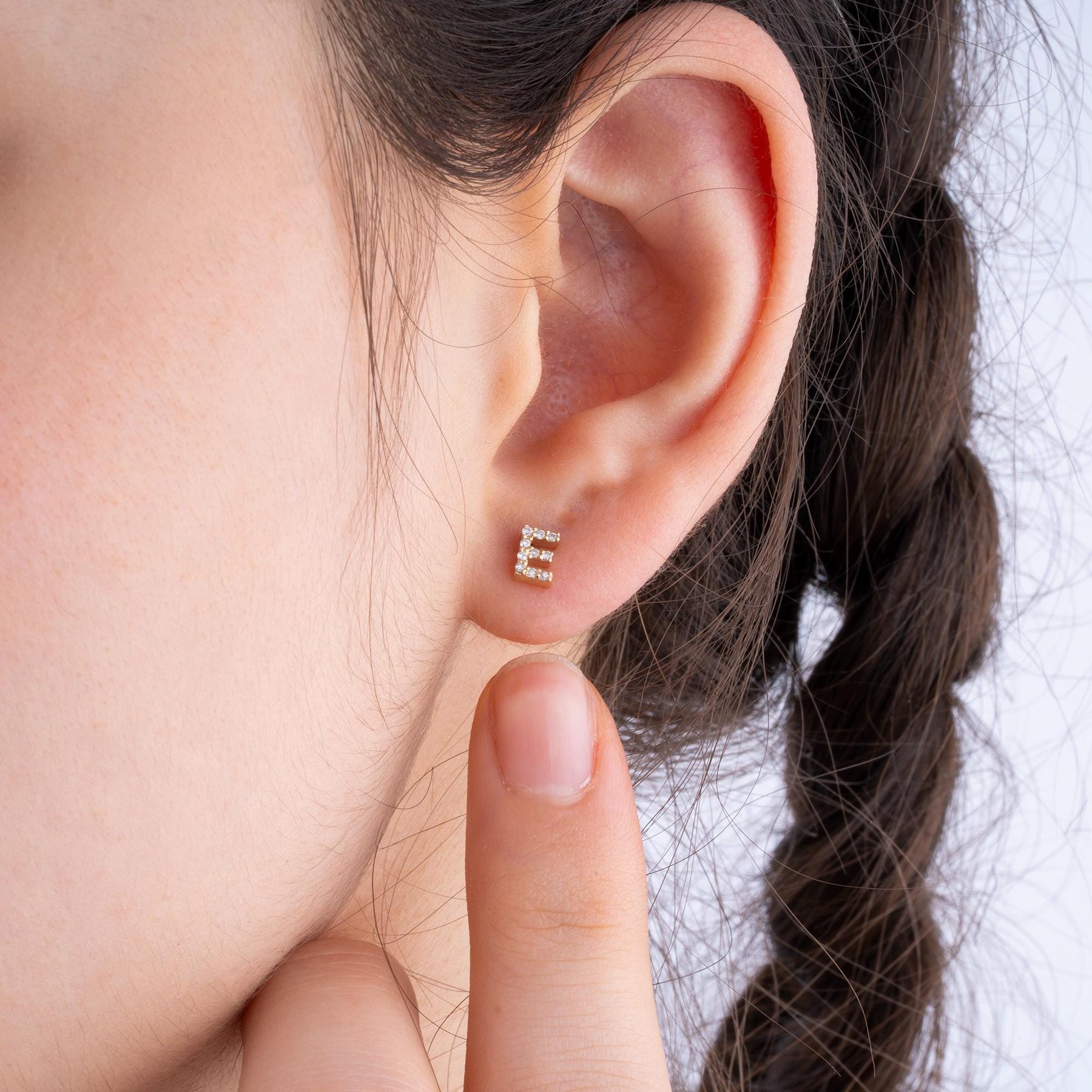 14K Gold Diamond Initial Stud Earrings – Signora