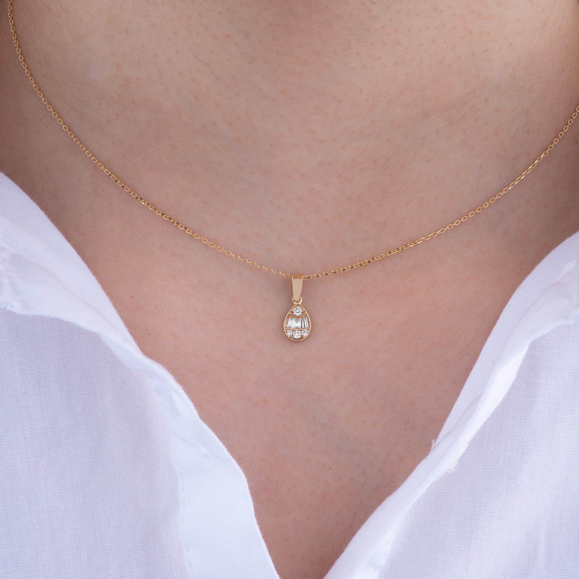 14K Gold Diamond Teardrop Necklace – Serava