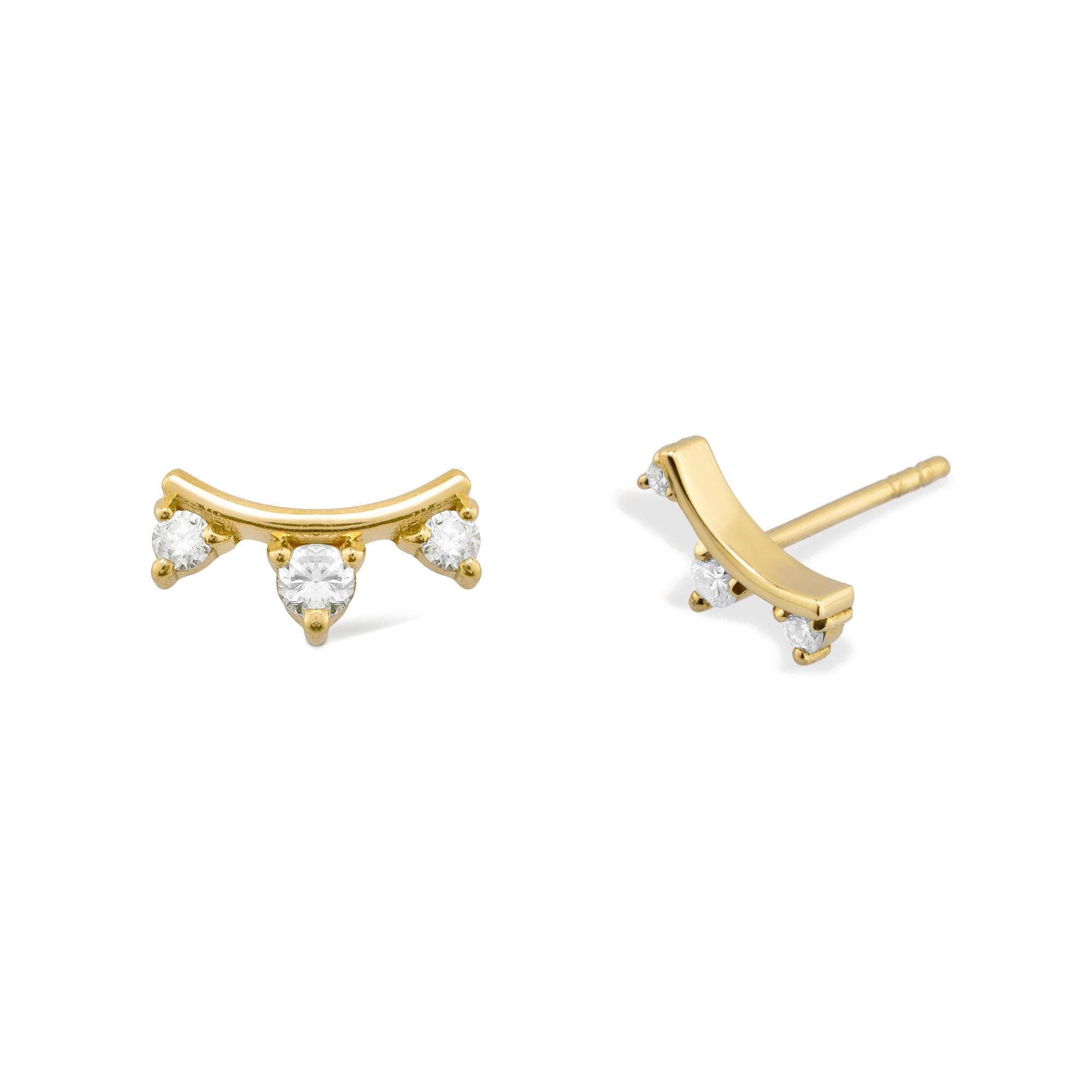 14K Gold Diamond Curve Stud Earrings – Clavera