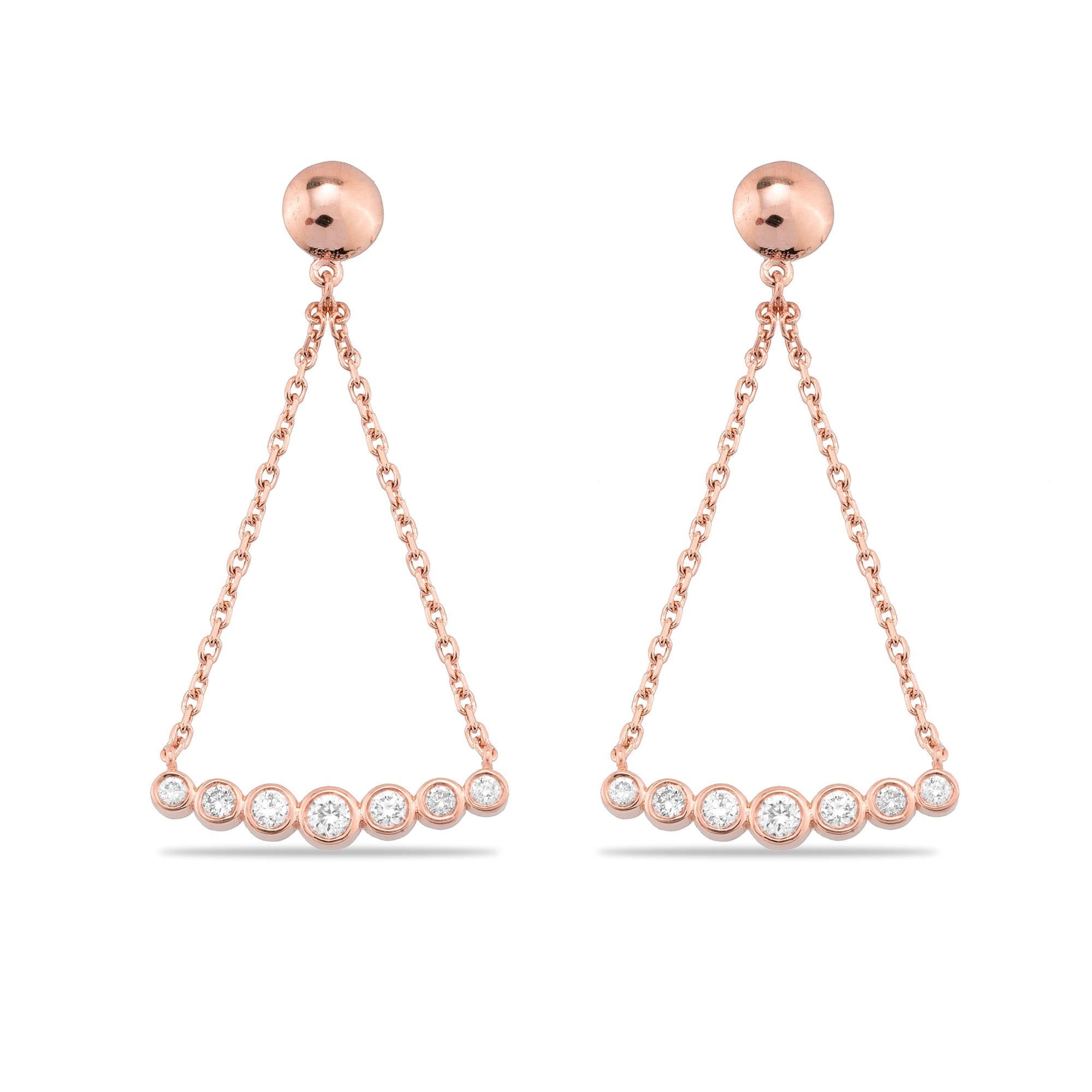 14K Gold Diamond Chain Dangle Earrings – Vercyn