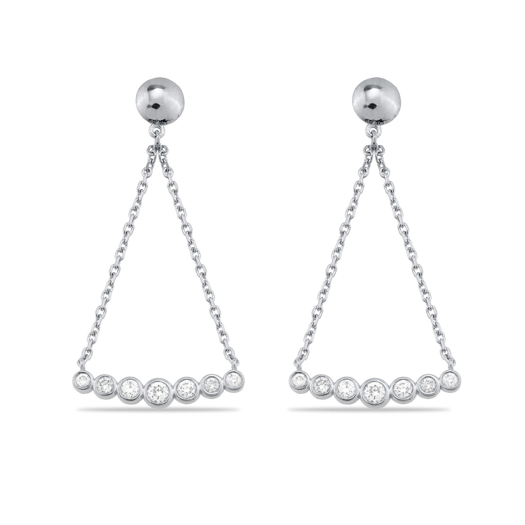 14 Ayar Altın Pırlanta Zincirli Sallantılı Küpeler – Vercyn 