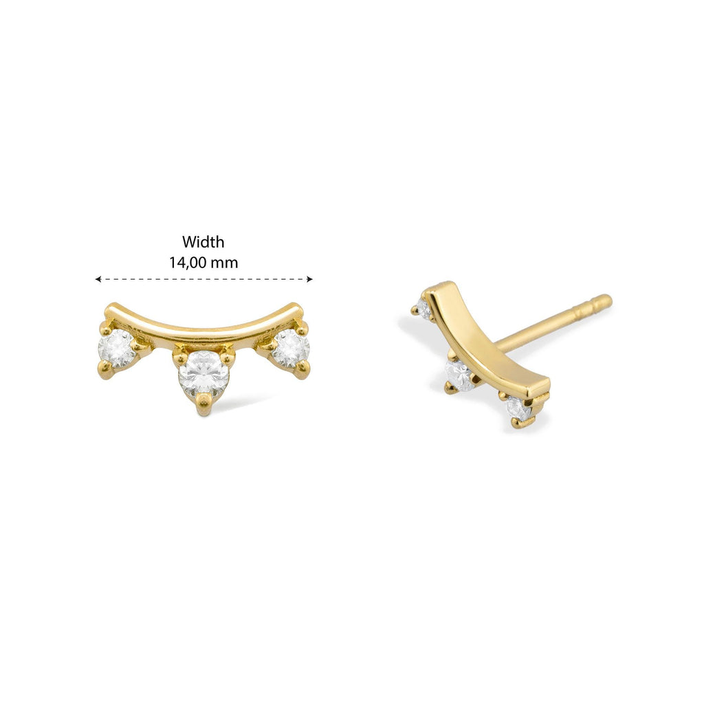14K Gold Diamond Curve Stud Earrings – Clavera