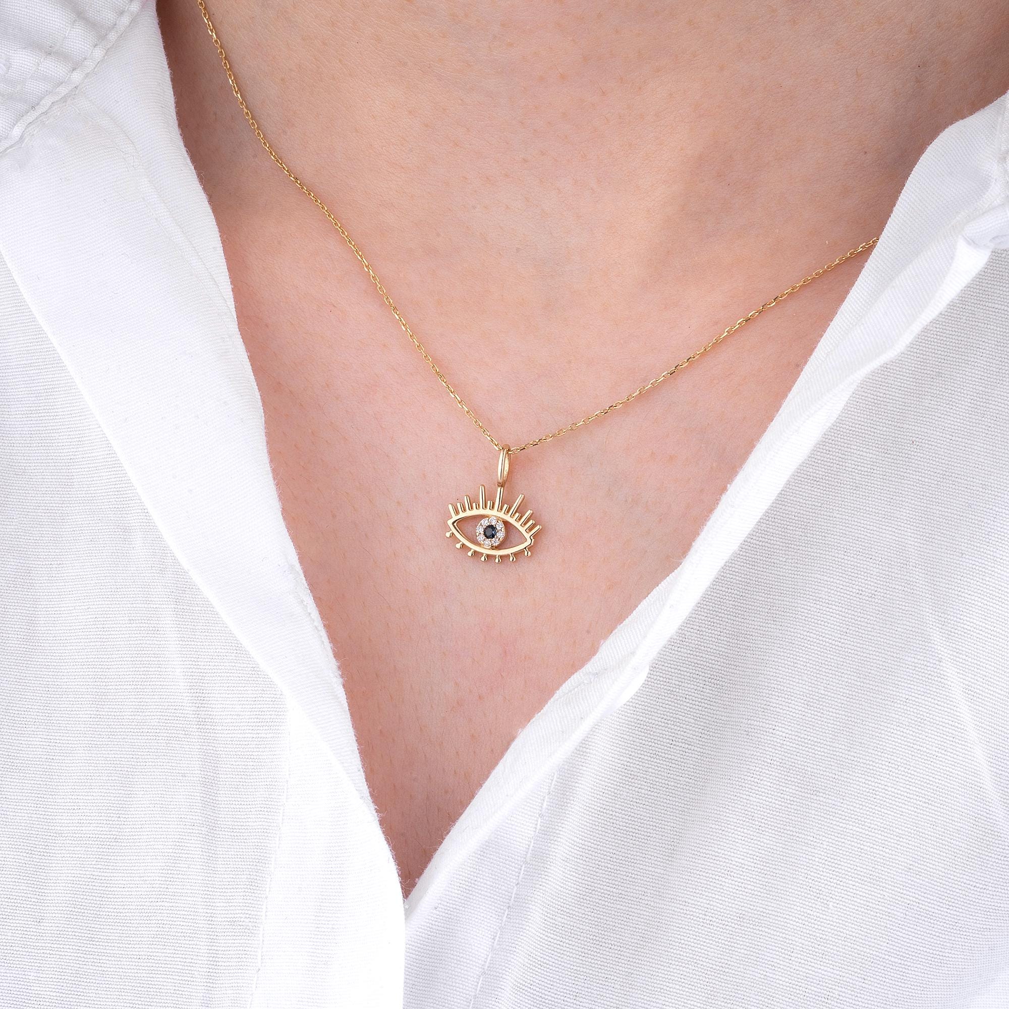 14K Gold Diamond Evil Eye Necklace – Guardian