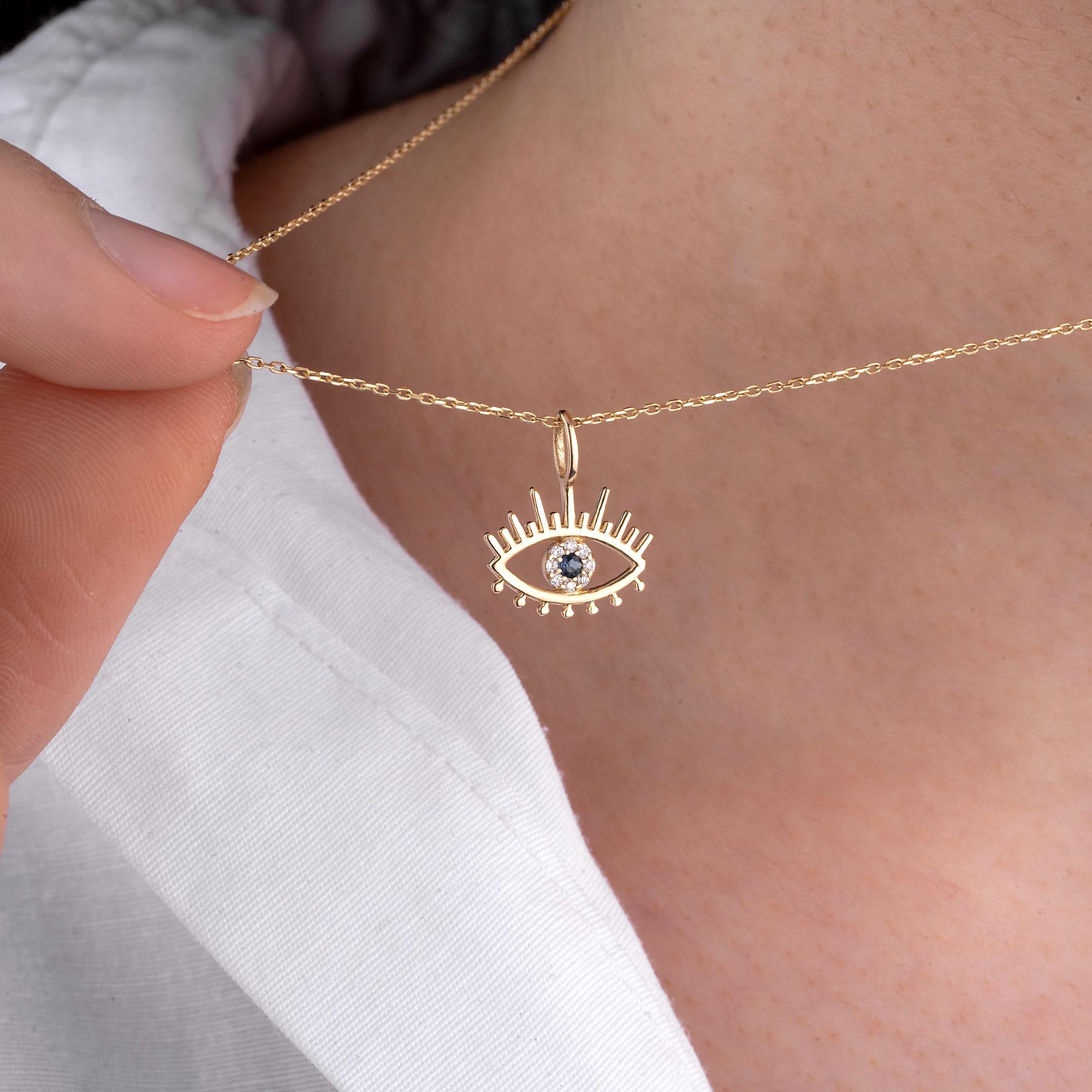 14K Gold Diamond Evil Eye Necklace – Guardian