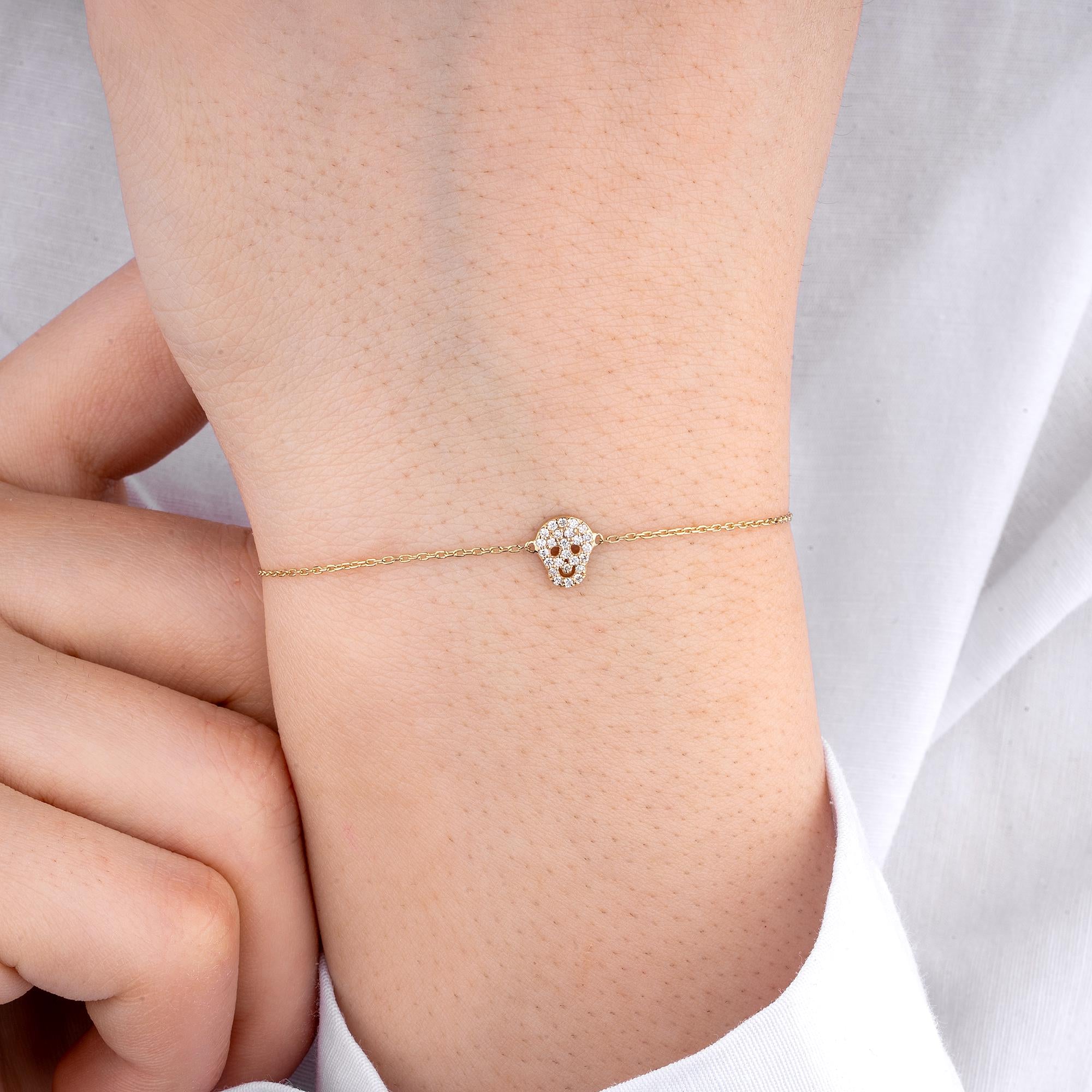 14K Gold Diamond Skull Bracelet – Requiem