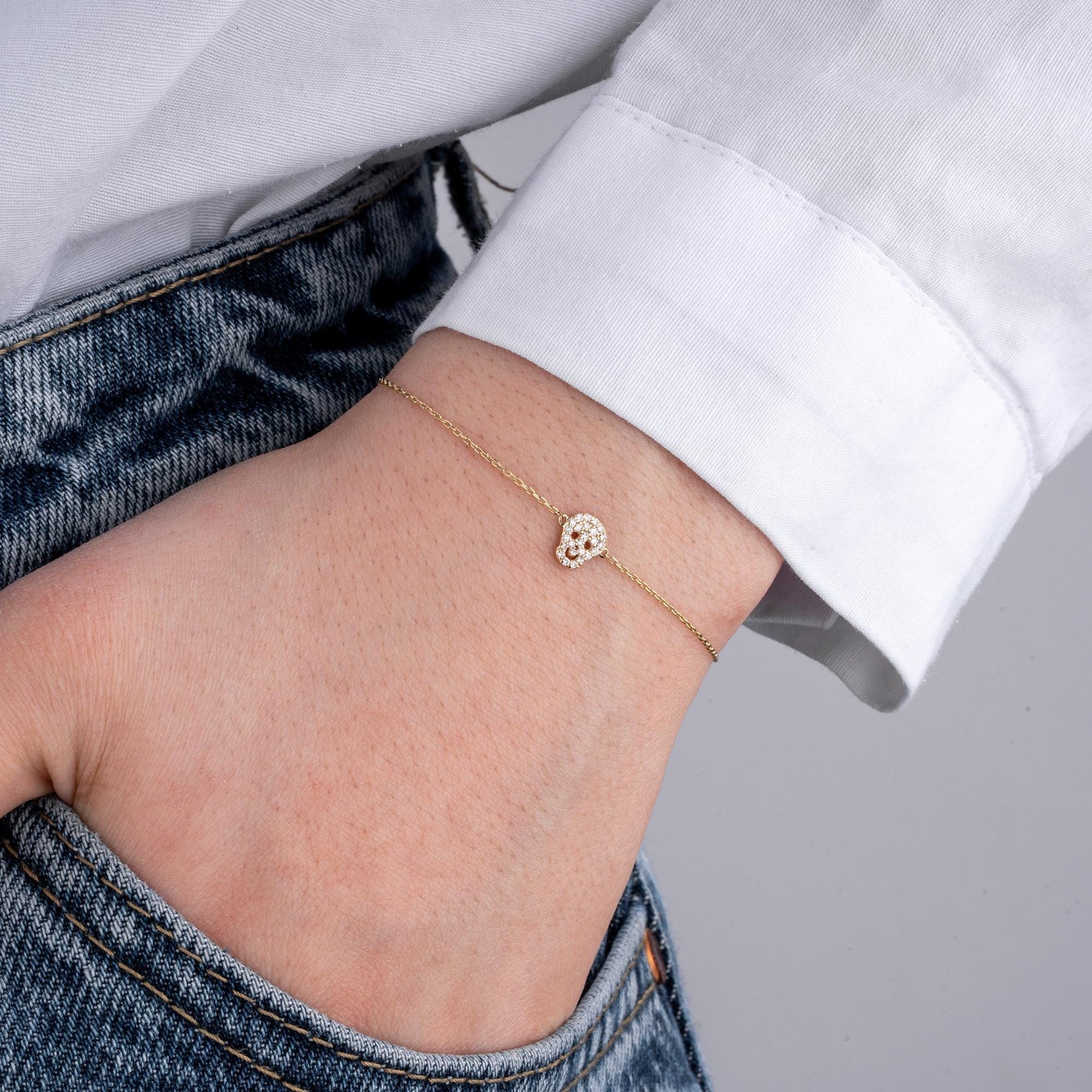 14K Gold Diamond Skull Bracelet – Requiem