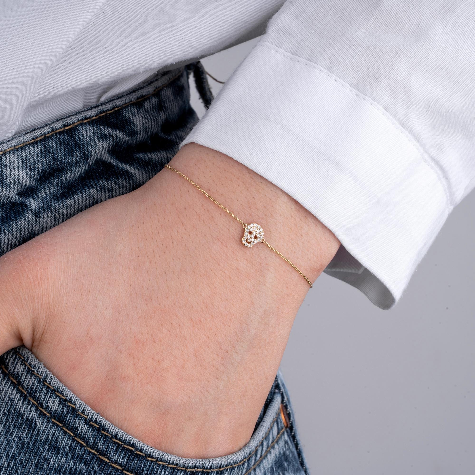 14K Gold Diamond Skull Bracelet – Requiem