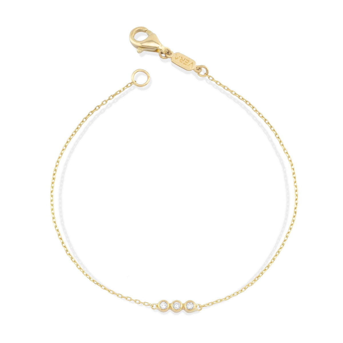 14K Gold Diamond Bezel Bracelet/ Dainty Gold Bracelet for Women/ Minimalist Diamond Bracelet/ Delicate Jewelry Gift/ Gift for Her/ The Mom