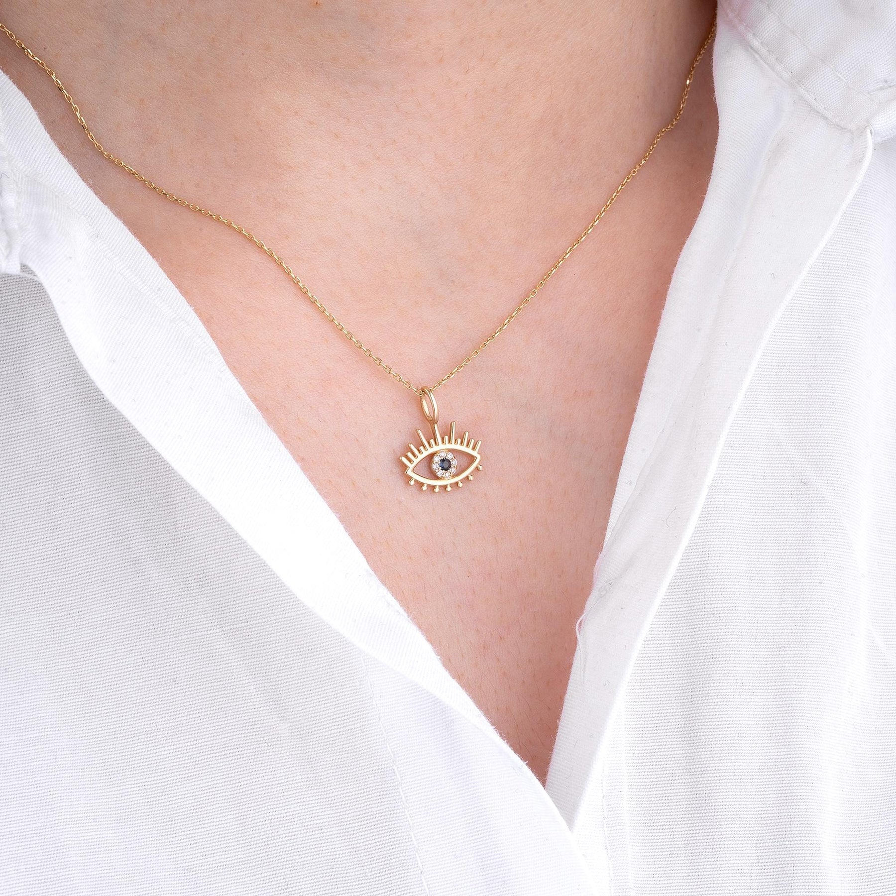 14K Gold Diamond Evil Eye Necklace – Guardian