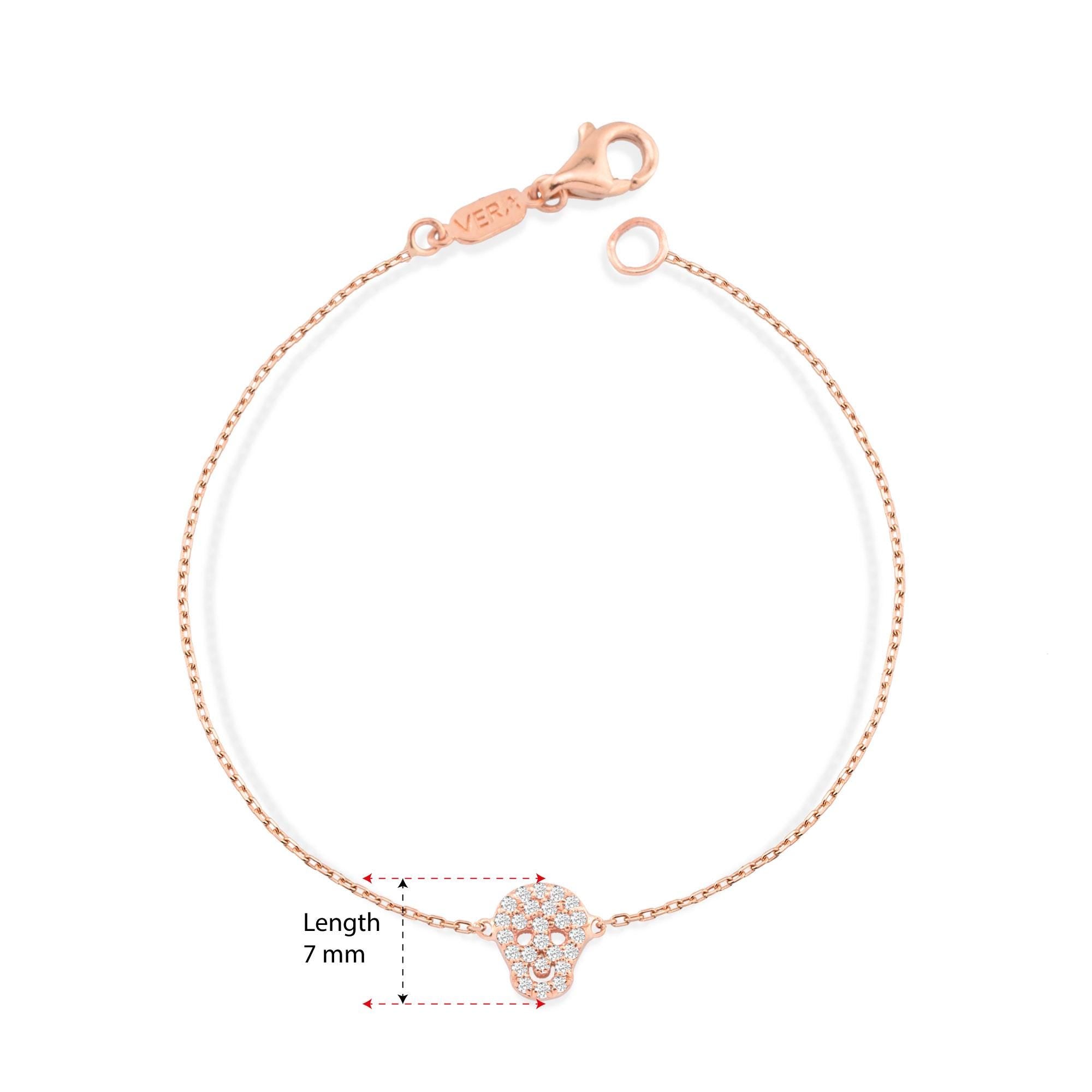 14K Gold Diamond Skull Bracelet / Dainty Skull Bracelet for Women / Gold Skull Jewelry / Edgy Halloween Bracelet / Best Gifts for Her