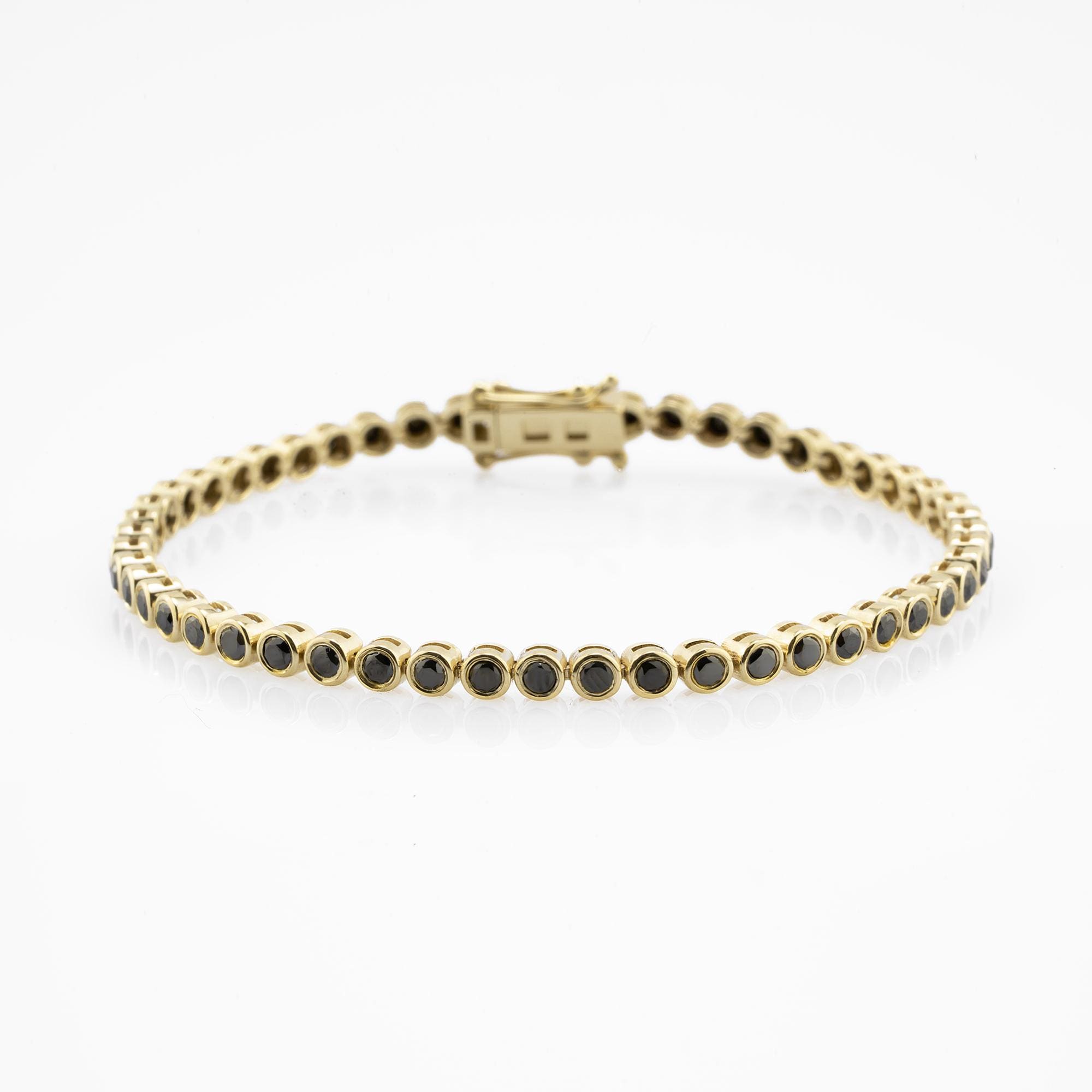 14K Gold Black Diamond Tennis Bracelet – Caldara
